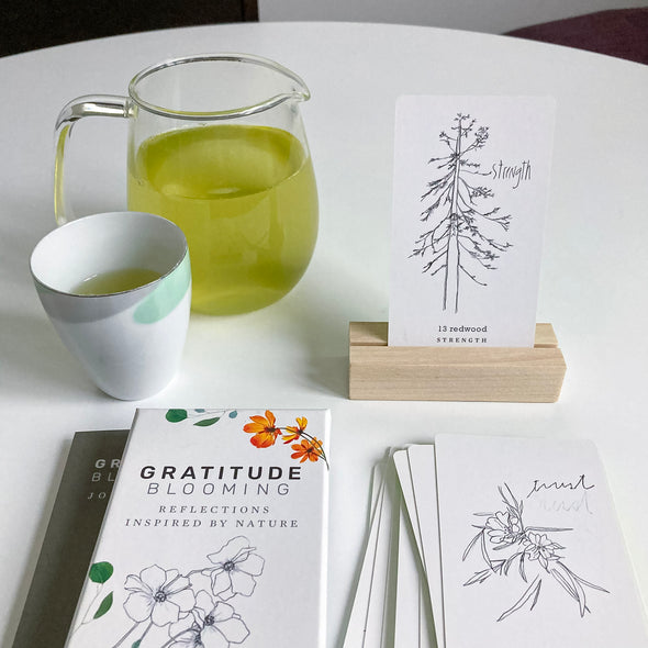 Gratitude Gift Set: Reflection Card Deck, Journal & Wood Holder