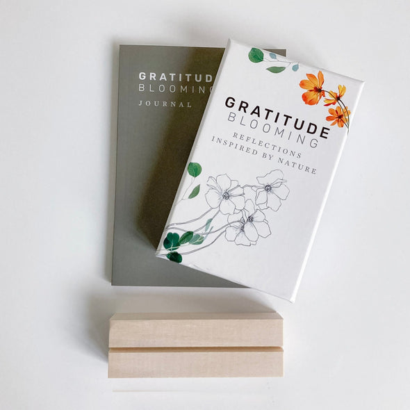 Gratitude Gift Set: Reflection Card Deck, Journal & Wood Holder